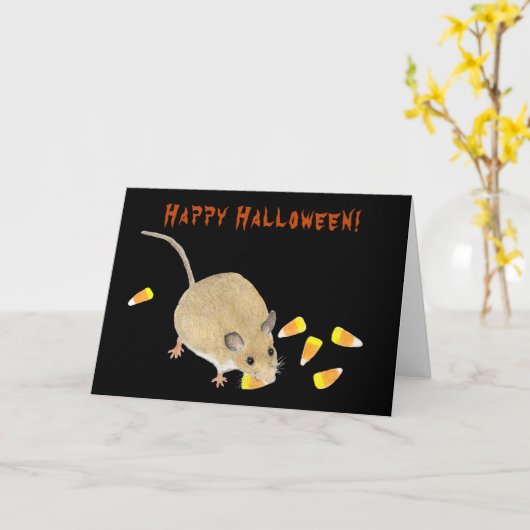 Trick oder Treat Halloween Maus mit Candy Corns Karte (Gelbe Blume)