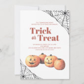 Trick oder Treat Halloween Minimalistische Pumpkin Einladung (Vorderseite)