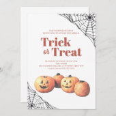 Trick oder Treat Halloween Minimalistische Pumpkin Einladung (Vorne/Hinten)