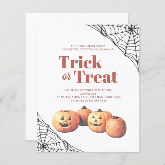 Trick oder Treat Halloween Minimalistischen Pumpki (Vorne/Hinten)