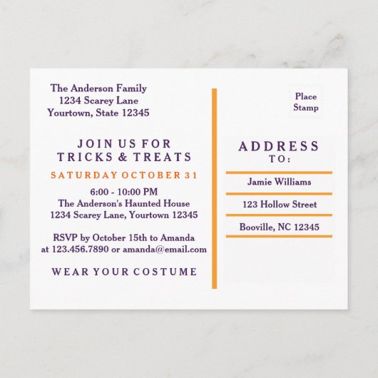 Trick oder Treat Halloween Moderne Einladung (Rückseite)