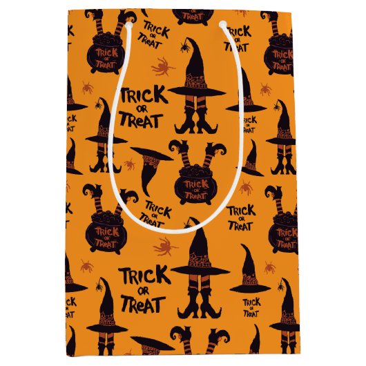 Trick oder Treat Halloween niedlich orange Mittlere Geschenktüte (Vorderseite)