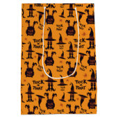 Trick oder Treat Halloween niedlich orange Mittlere Geschenktüte (Rückseite)