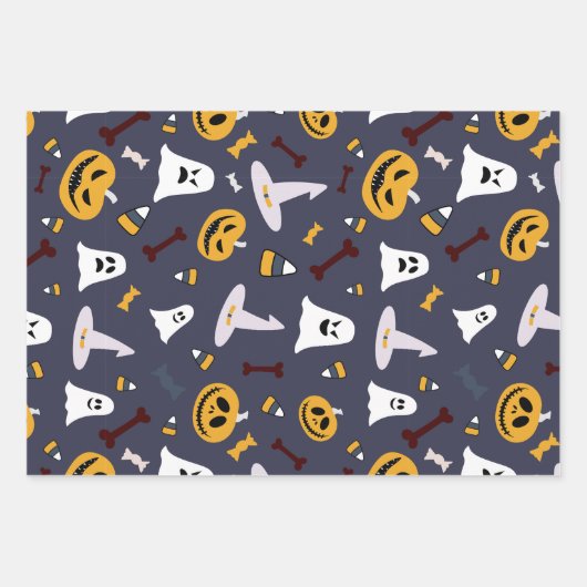 Trick oder Treat Halloween-niedliche Symbole Geschenkpapier Set (Vorderseite 3)