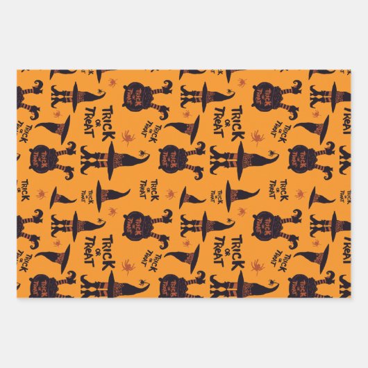 Trick oder Treat Halloween-niedliche Symbole Geschenkpapier Set (Vorderseite 2)
