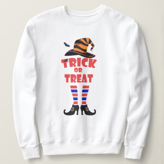 Trick oder Treat Halloween, Orange Text Hexenbrief Sweatshirt (Design vorne)