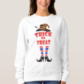 Trick oder Treat Halloween, Orange Text Hexenbrief Sweatshirt (Vorderseite)