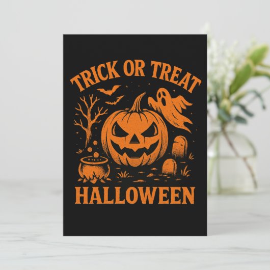 Trick oder Treat Halloween Paper Untersetzer Einladung (Stehend Vorderseite)