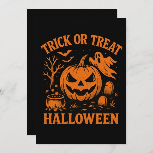 Trick oder Treat Halloween Paper Untersetzer Einladung (Vorne/Hinten)
