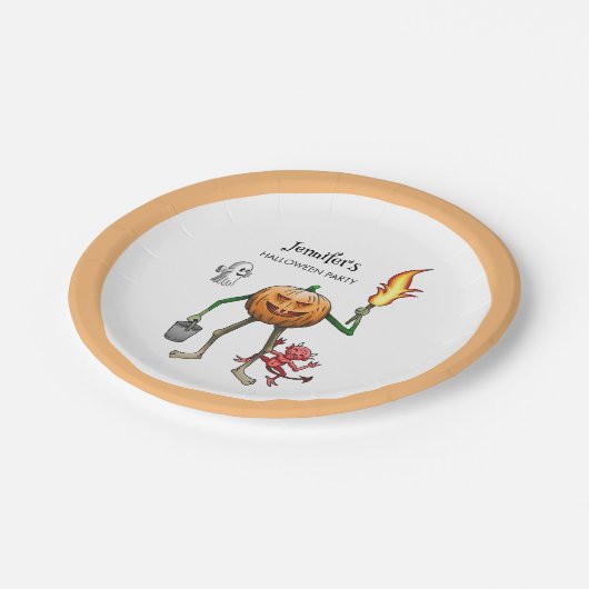 Trick oder Treat Halloween Pappteller (Schrägansicht)