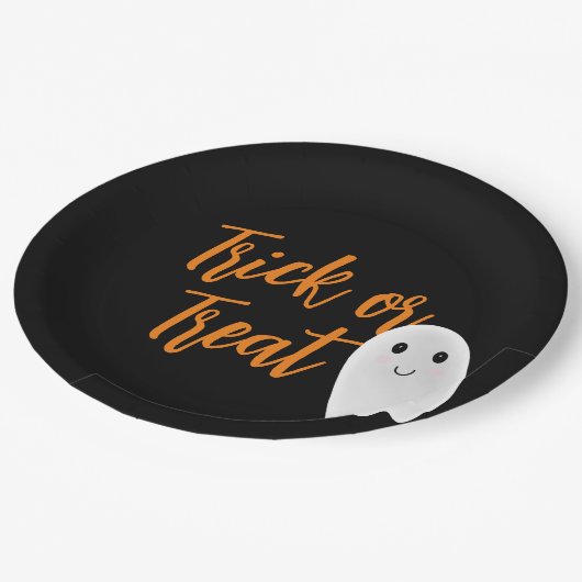 Trick oder Treat Halloween Pappteller (Schrägansicht)