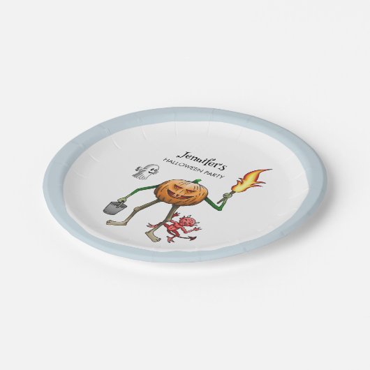 Trick oder Treat Halloween Pappteller (Schrägansicht)