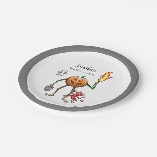 Trick oder Treat Halloween Pappteller (Schrägansicht)