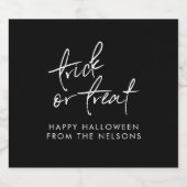 Trick oder Treat Halloween-Party bevorzugen Schwar Schaumweinetikett (Einzelnes Label)