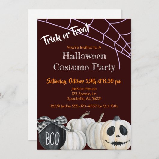 Trick oder Treat Halloween Party Einladung (Vorne/Hinten)