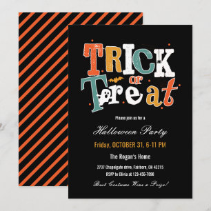 Trick oder Treat Halloween-Party Einladung