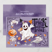 Trick oder Treat! Halloween-Party Einladung (Vorne/Hinten)