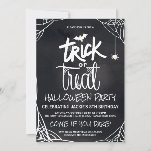 Trick oder Treat Halloween-Party Einladung (Vorderseite)