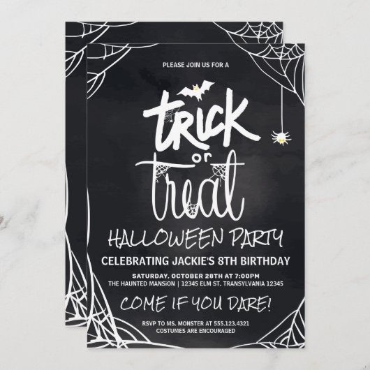 Trick oder Treat Halloween-Party Einladung (Vorne/Hinten)