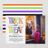 Trick oder Treat Halloween Party Foto Einladung (Vorne/Hinten)