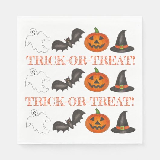 Trick oder Treat Halloween-Party Ghost Witch Bat Serviette (Vorderseite)