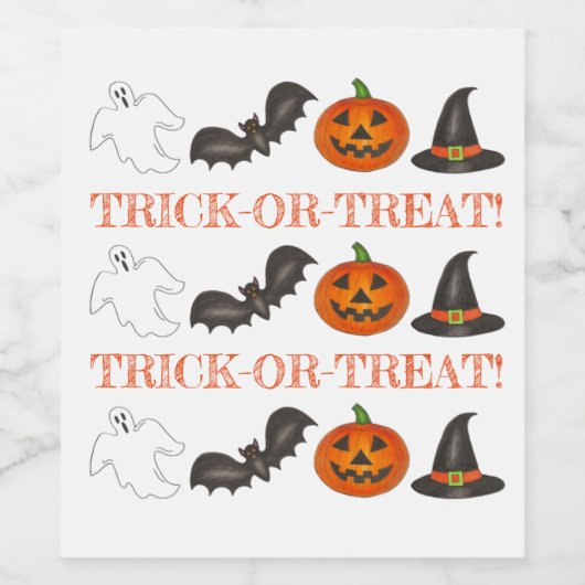 Trick oder Treat Halloween-Party Ghost Witch Bat Weinetikett (Einzelnes Label)