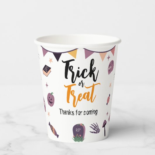 Trick oder Treat Halloween-Party Pappbecher (Rückseite)