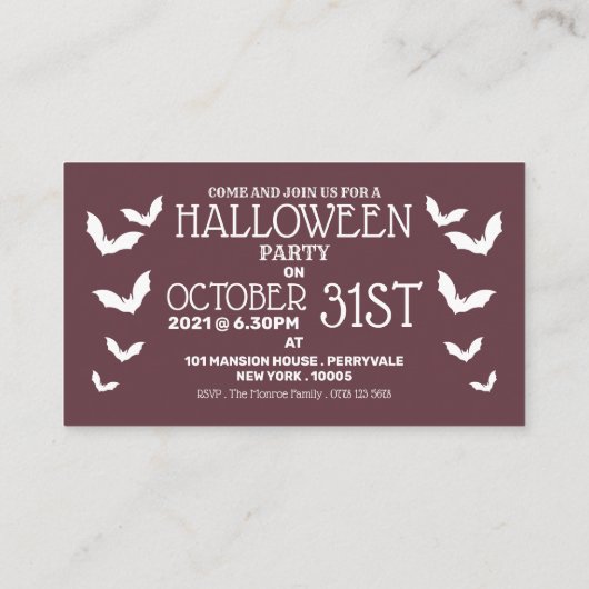 Trick oder Treat, Halloween-Party Ticket Einladung (Rückseite)