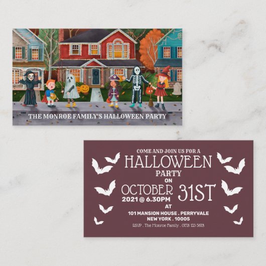 Trick oder Treat, Halloween-Party Ticket Einladung (Vorne/Hinten)
