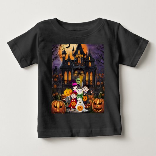 Trick oder Treat Halloween Personalidentieller Nam Baby T-shirt (Vorderseite)