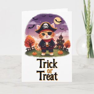Trick oder Treat Halloween Pirate Cat Karte