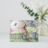 Trick oder Treat Halloween Postcard Hexenkatze Postkarte (Stehend Vorderseite)