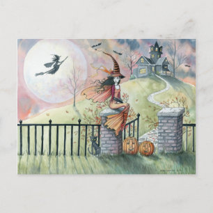 Trick oder Treat Halloween Postcard Hexenkatze Postkarte