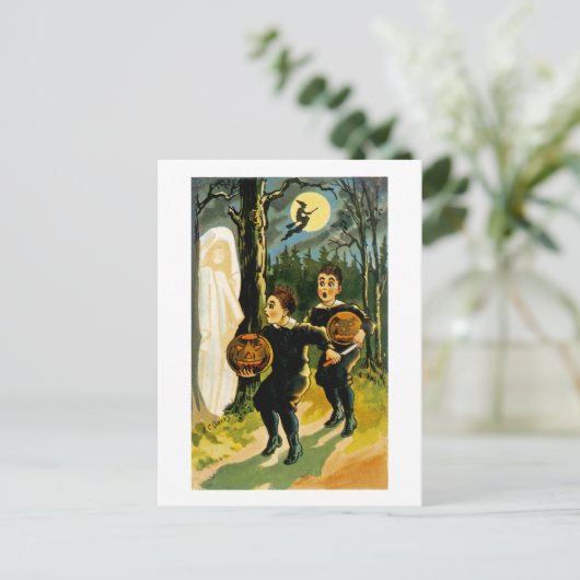 Trick oder Treat Halloween Postkarte (Stehend Vorderseite)