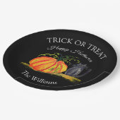 Trick oder Treat Halloween Pumpkin Cat Niedlich Pappteller (Schrägansicht)
