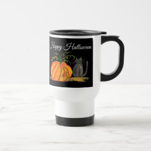 Trick oder Treat Halloween Pumpkin Cat Niedlich Reisebecher