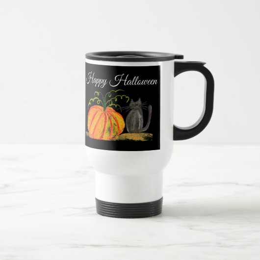 Trick oder Treat Halloween Pumpkin Cat Niedlich Reisebecher (Rechts)