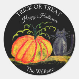 Trick oder Treat Halloween Pumpkin Cat Niedlich Runder Aufkleber