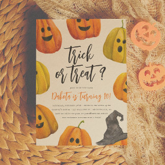 Trick oder Treat Halloween Pumpkin Geburtstagspart Einladung