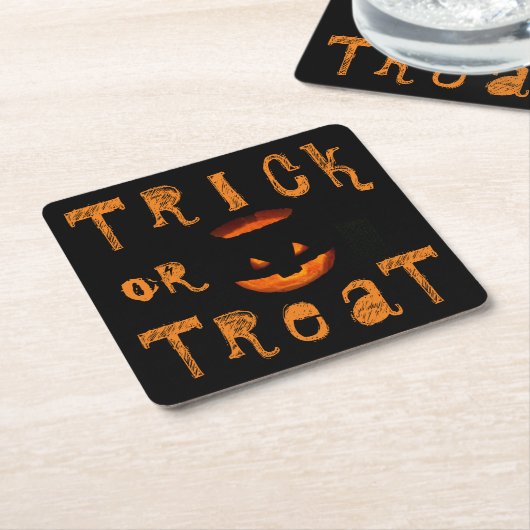 Trick oder Treat Halloween Pumpkin Rechteckiger Pappuntersetzer (angewinkelt)