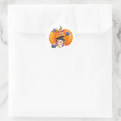 Trick oder Treat Halloween Pumpkin und Igel Runder Aufkleber (Tasche)