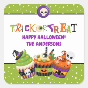 Trick oder Treat Halloween Quadratischer Aufkleber