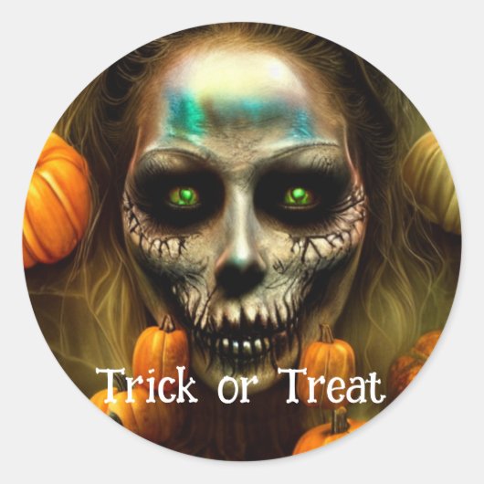 Trick oder Treat Halloween Runder Aufkleber (Vorderseite)