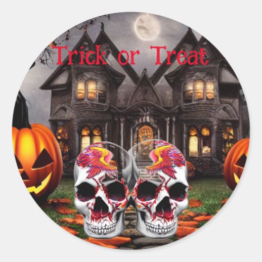Trick oder Treat Halloween Runder Aufkleber (Vorderseite)