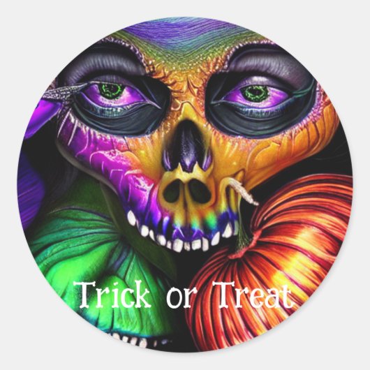 Trick oder Treat Halloween Runder Aufkleber (Vorderseite)