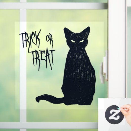 Trick oder Treat - Halloween-Silhouette der Schwar Fensteraufkleber (Zuhause)