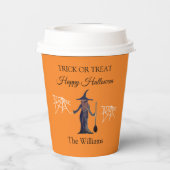 Trick oder Treat Halloween Spiders Webs Spooky Hex Pappbecher (Rückseite)