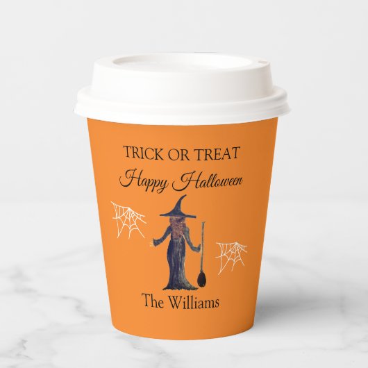 Trick oder Treat Halloween Spiders Webs Spooky Hex Pappbecher (Vorderseite)