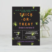 Trick oder Treat, Halloween Spinnen, Spooky  Einladung (Stehend Vorderseite)