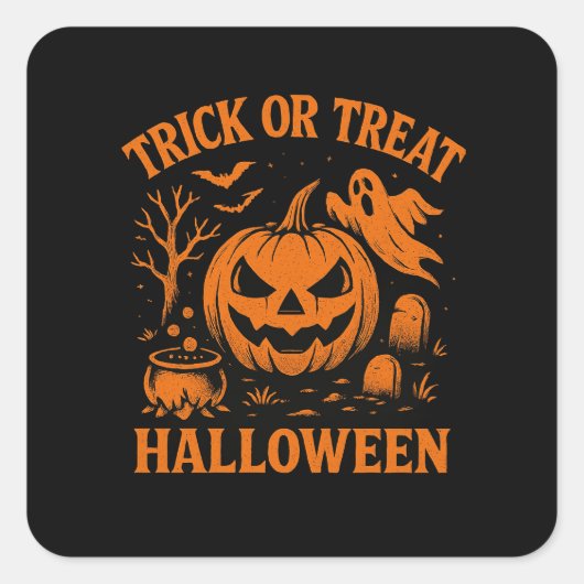 Trick oder Treat Halloween-Sticker Quadratischer Aufkleber (Vorderseite)